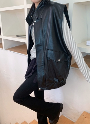 セール】レザーバイカーベスト / Leather Biker Vest（ベスト