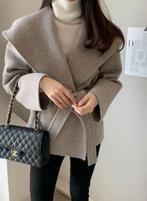 群言堂 根々 ハーフコート ウール100 ビッグカラー 多色 パッチワーク柄 群