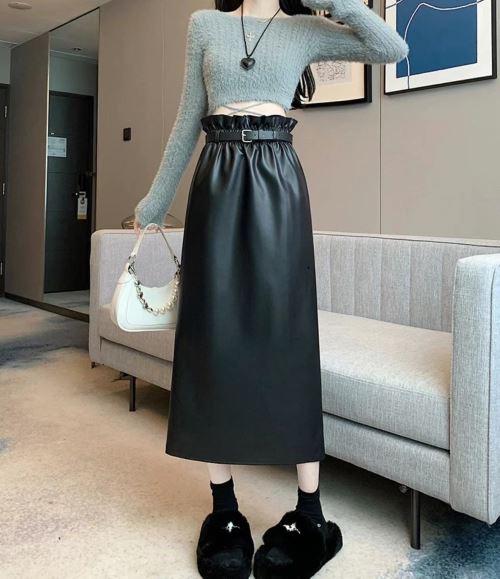 リュクス ロング レザー スリット スカート ベルトセット リュクス ロング レザー スリット スカート ベルトセット スカート