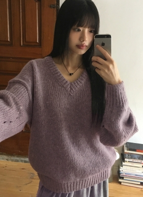 【美品✨】RHC ドロップショルダー スムースコットンニット ヴィンテージ Vネックドロップショルダーボカシニット | レディースファッション通販