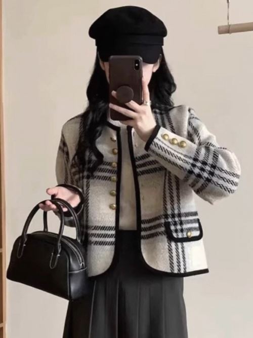 ディニテコリエ　ノーカラーチェックジャケット 1864951_24679487_1415203661_k3