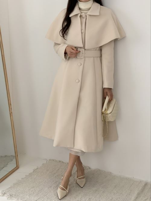 アナイ　ベルト付きケープコート アナイ ベルト付きケープコート ベルト付きケープコート | Lea