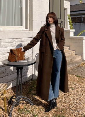 極美品✨ ヒロココシノ　ロングコート　美シルエット　ダブルボタン　ブラック　高級 極美品✨ ヒロココシノ ロングコート 美シルエット ダブルボタン