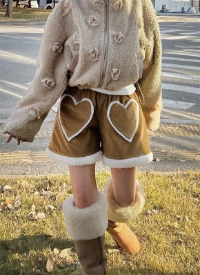 コーデュロイボアハートポケットショートパンツ | レディース