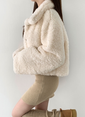 カラーフェイクムートンファーショートジャケット | レディース