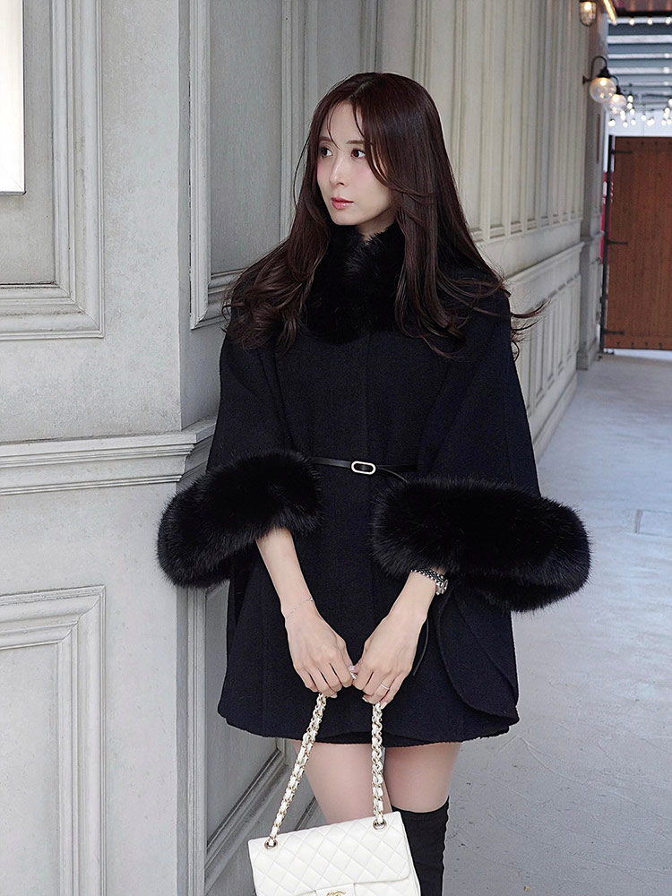 エコファー&ベルト付ケープコート | レディースファッション通販 - DHOLIC