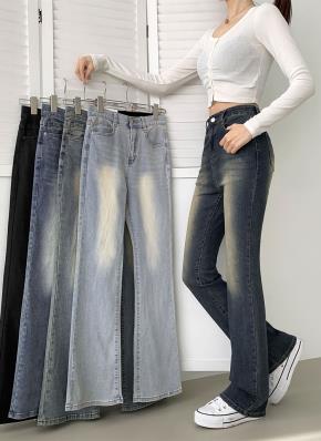 3TYPEシークレットゴムストレートフレアデニムパンツ | レディース