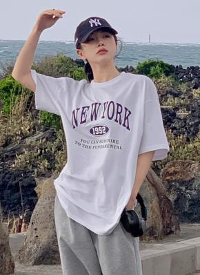 ロゴプリントラウンドネックオーバーサイズTシャツ ラウンドネックオーバーサイズプリントTシャツ | レディース